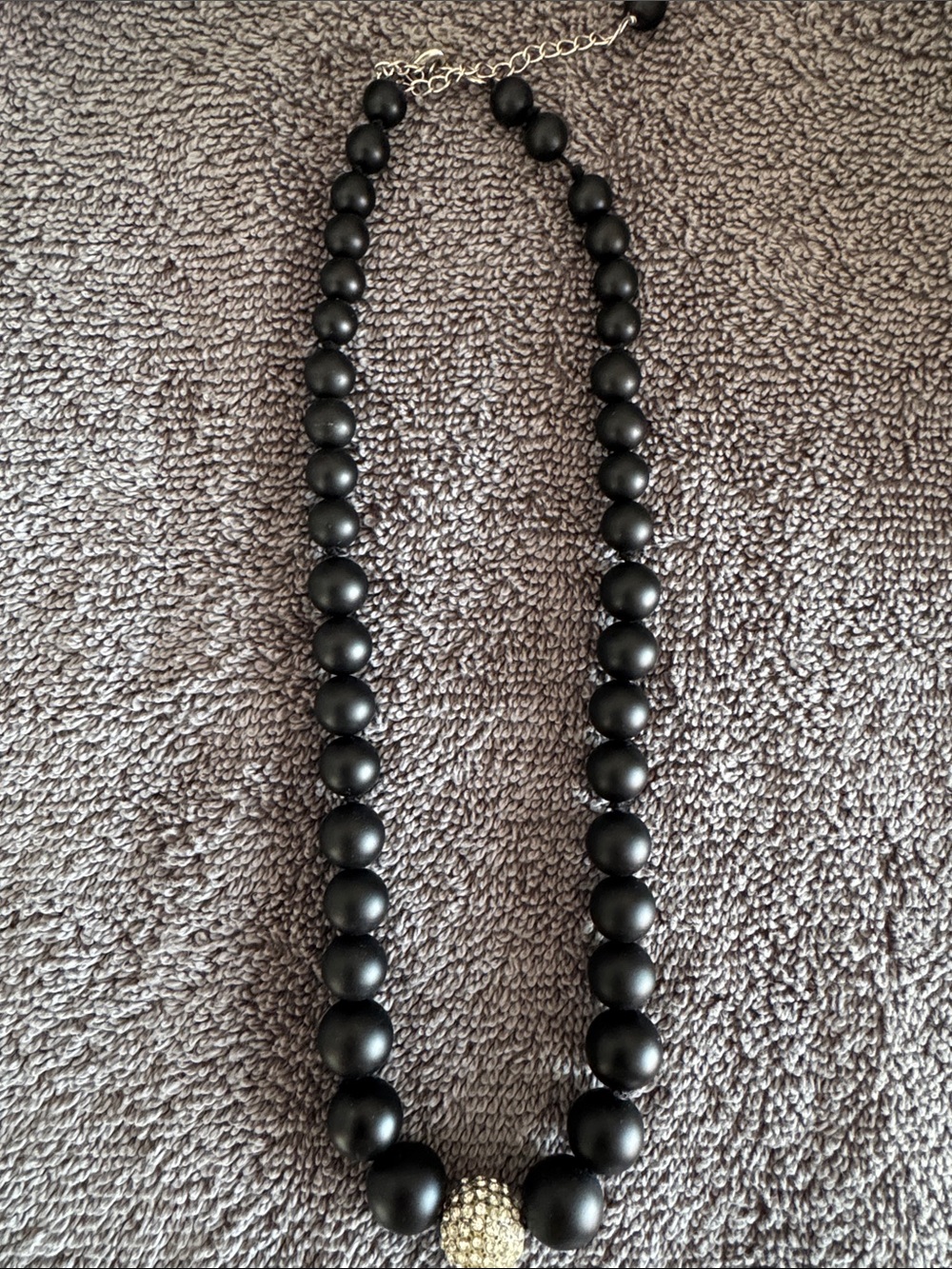 Black Beaded Necklace with Crystal Accent - Women Accessories